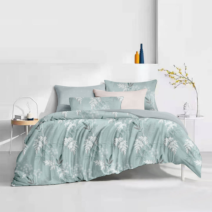 Ice Green 6 Pieces Printed Sheet Set in King & Queen Sizes - Artabori