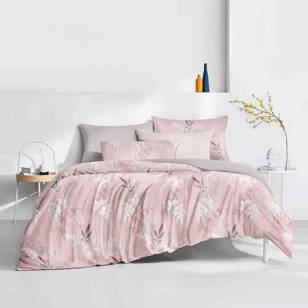 Ice Pink 6 Pieces Printed Sheet Set in King & Queen Sizes - Artabori