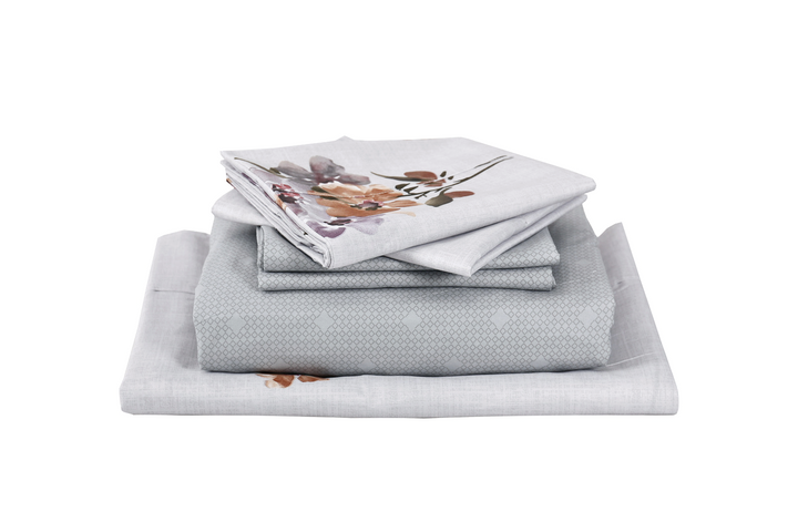 Mighty Flower 6 Pieces Printed Sheet Set in King & Queen Sizes - Artabori