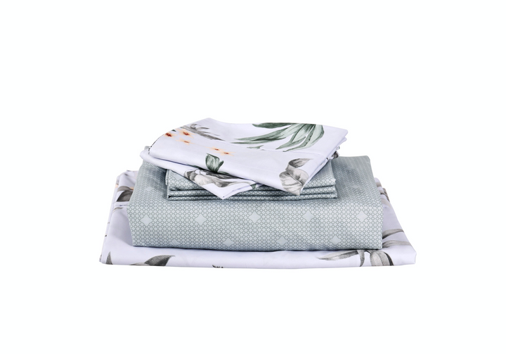 Morning Dew 6 Pieces Printed Sheet Set in King & Queen Sizes - Artabori