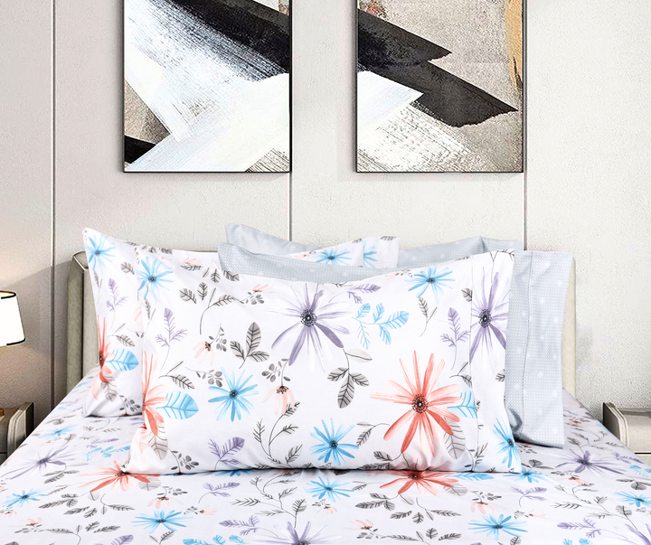 Summer Love 6 Pieces Printed Sheet Set in King & Queen Sizes - Artabori