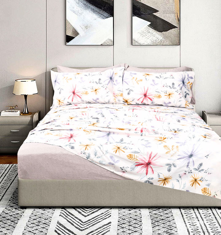 Summer Plus 6 Pieces Printed Sheet Set in King & Queen Sizes - Artabori