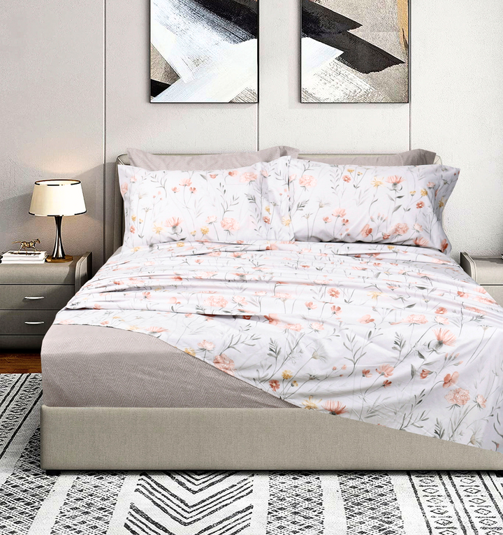 Paradise 6 Pieces Printed Sheet Set in King & Queen Sizes - Artabori